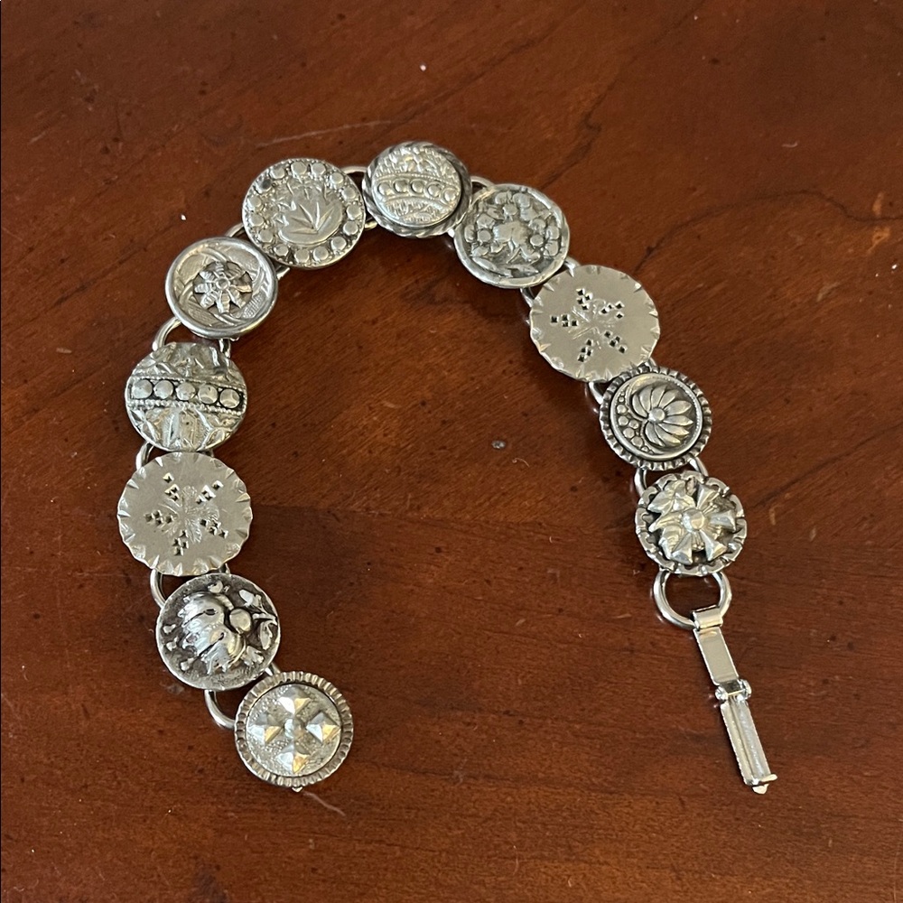 Silver Button Bracelet